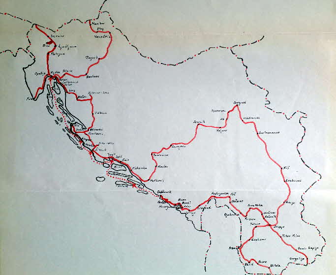 Griechenland 1956 Karte handgemalt