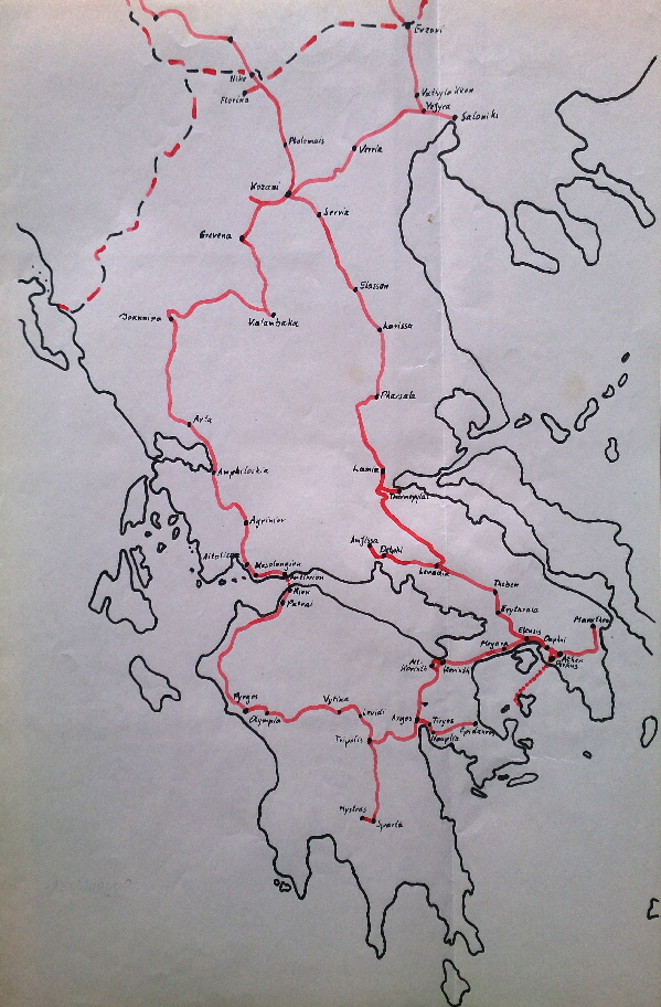 Griechenland 2 handgemalte Route